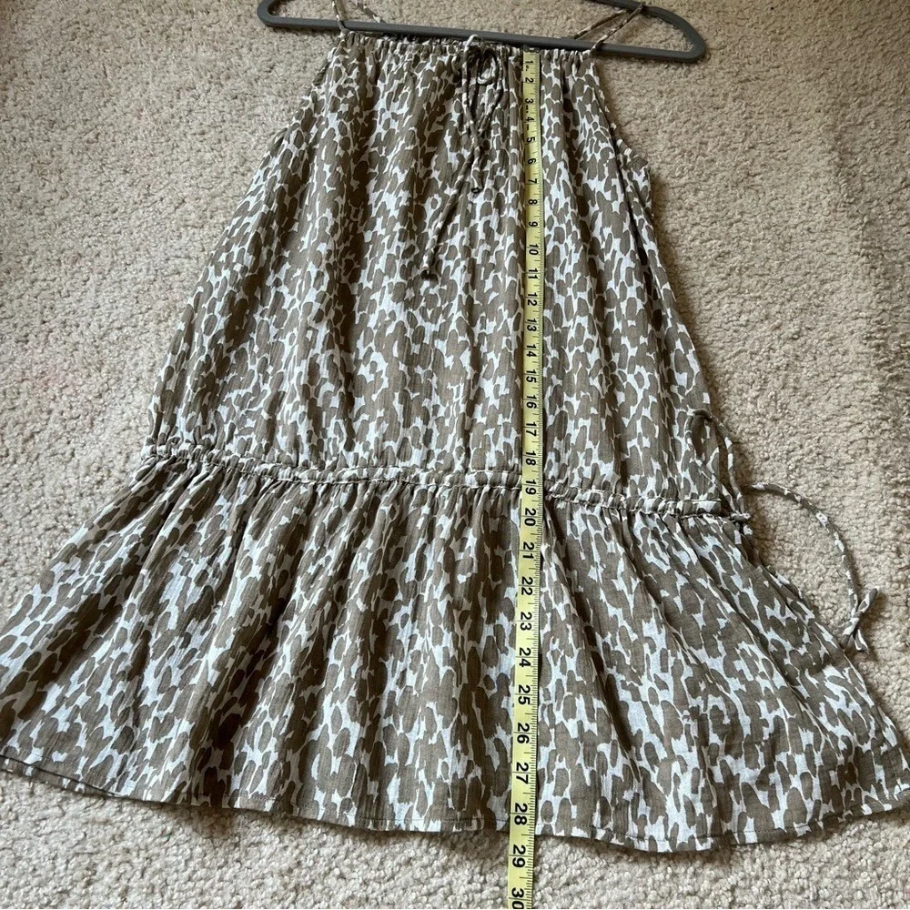 J.Crew Women Top Small Brown Leopard Print Drawstring Halter‎ Gauzy Cinched BOHO